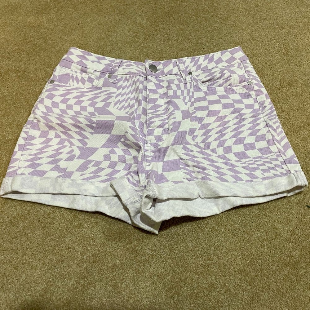 Tinseltown Purple and White Checkered Jean Shorts Size 5